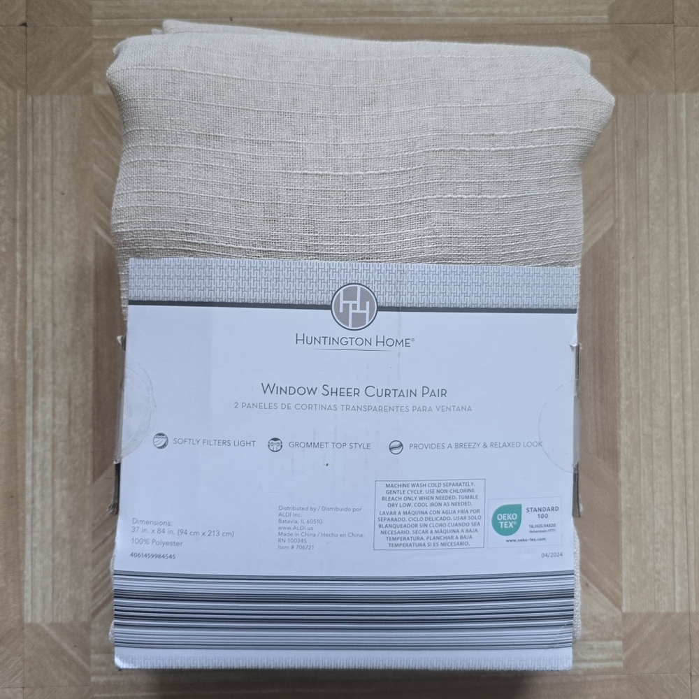 Linen Style Sheer Curtain Pair
